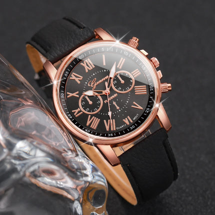 4Pcs/Couple set Fashion Women Leather Band Quartz Watch with Magnetic Love Bracelet