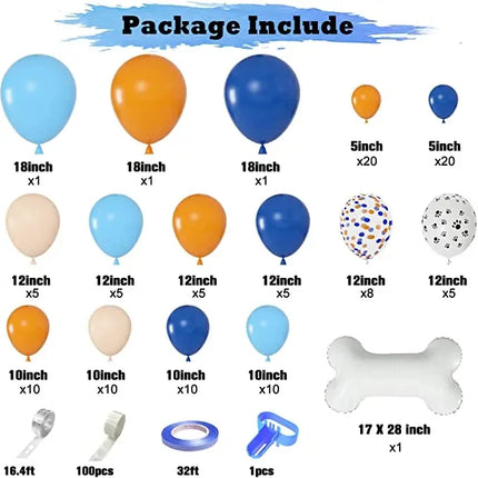 121Pcs Dog Paw Balloons & Bone Balloon Birthday Balloons Garland Arch Kit for Boys Girls Bluey Theme Birthday Party Decorations