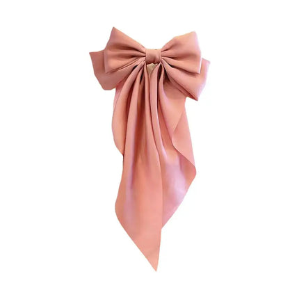 Women Large Bow Ribbon Hairpin Summer Chiffon Big Bowknot Stain Bow Barrettes Women Solid Color Ponytail Clip Hair Accessories