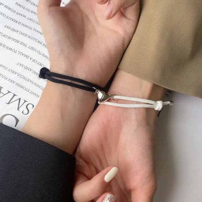 2pcs/set Magnet Couple Bracelets for Women Men Distance Heart Magnetic Matching Bracelet Braided Rope Friendship Jewelry Gifts