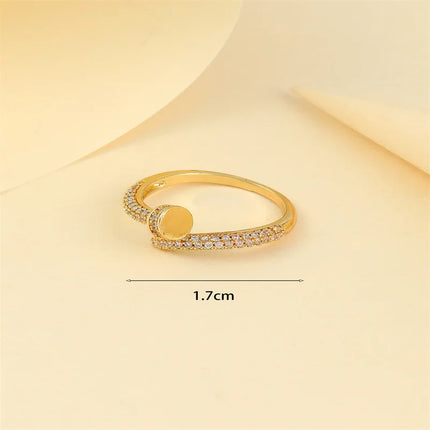 UILZ Women Adjustable Nail Ring Korean Fashion Punk Cubic Zirconia Ring Daily Simple Jewelry