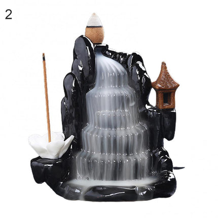 Ceramic Incense Burner Waterfall Backflow Smoke Censer Creative Incense Ornament Burner Home Decorative Crafts for Living Room