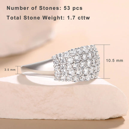 Newshe Solid 925 Silver Engagement Rings for Women Luxury Bridal Wedding Ring Brilliant CZ Diamond Wide Eternity Promise Jewelry