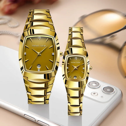 Marlen Keller's New Fashion Trend Couple Watch Band Calendar Watch Tungsten Steel Waterproof Quartz Watch