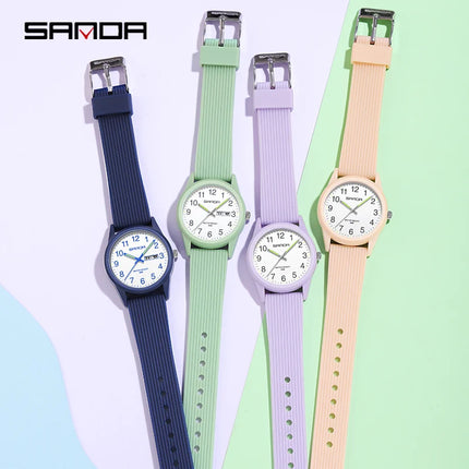 SANDA 6090 Luxury Watches For Couple Luminous Hand Watch New Men And Ladies Silicone Band Simple Quartz Wristwatches Lovers Gift