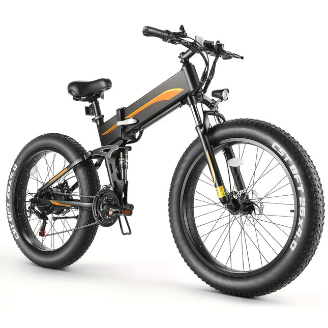 Foldable 500W Fat Tire E-Bike 26 Inch Wheels 48V Battery 20MPH