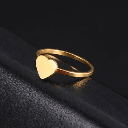 Amaxer Minimalist Heart Stainless Steel Rings For Girl Women Gold Color Cute Tiny Hollow Finger Ring Jewelry Gift