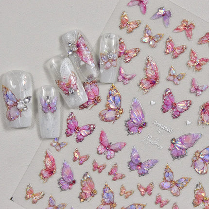 Flash Fragment Shell Light Butterfly High Quality Nail Stickers Spring Nail Art Decal Design Manicure Tool T-3770