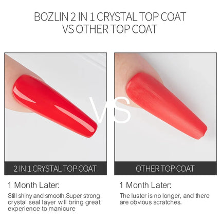 BOZLIN 15ml 2 IN 1 Crystal Top Coat Transparent Soak Off UV LED Nails Art Manicure Gel Nail Polish Varnishes Primer Function Gel