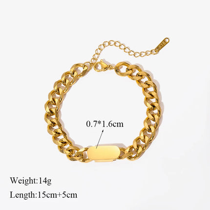 EILIECK 316L Stainless Steel Gold Color Bracelet for Women Simple Style Link Chain Bangle Trendy Fashion Non-fading Jewelry Gift