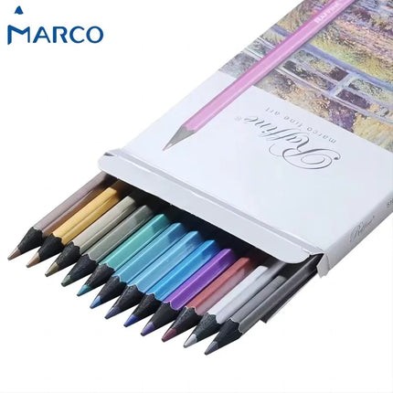 Metallic Color Pencil Set Fine Professional Painting Art Black Wood Pencil Metal Crayon Drawing Greeting cards Stationery School