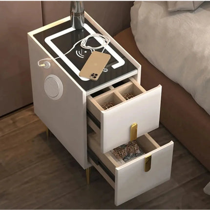 Intelligent Bedside Table With Wireless USB Charging Multifunctional Simple Bedsides Cabinets Luxurious Bedside Storage Cabinet