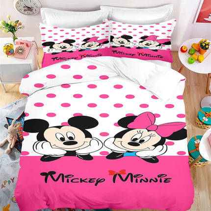 Mickey Mouse Cartoon Duvet Cover Set For Children, Minnie Anime, Bedroom Comforter, King Size Quilt, Cute Printed, 3d Bedding