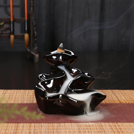 Ceramic Incense Burner Waterfall Backflow Smoke Censer Creative Incense Ornament Burner Home Decorative Crafts for Living Room