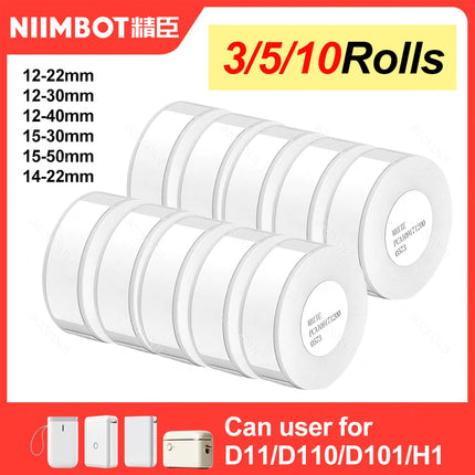 NiiMBOT D101 D11 D110 Label Thermal Sticker White Adhesive Paper Waterproof 3/5/10 Rolls Papers Cheapest official for Printer