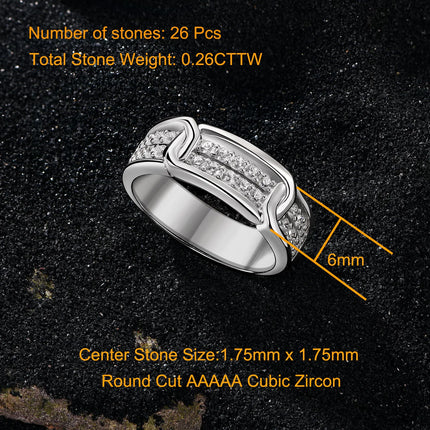 Newshe Novelty 925 Sterling Silver Men's Wedding Rings 5A Grade Cubic Zirconia Elegant Engagement Ring for Men Fine Jewelry Gift