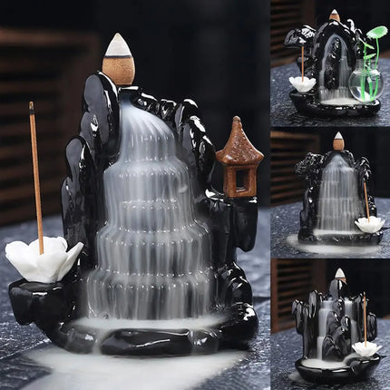 Ceramic Incense Burner Waterfall Backflow Smoke Censer Creative Incense Ornament Burner Home Decorative Crafts for Living Room