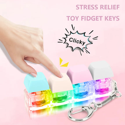 4 Keys Mechanical Keyboard Axis Tester DIY Fidget Button Keycap Stress Relief Toy LED Light Keychain Keyboard Cap Clicker Toys