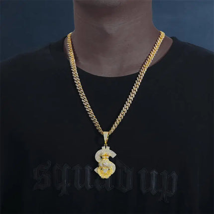 Moissanite Personality Animal Dollar Sign Necklace Pendant Men Women 925 Sterling Silver Fashion Iced Out Hip Hop Party Jewelry