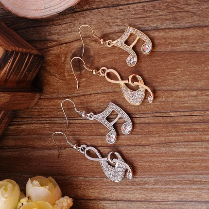 Delysia King Stylish Personality Women's Crystal Music Notation Earrings Elegant Temperament Pure Girl Eardrop