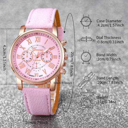 5PCS/Set Geneva Women Watches Fashion Leather Band Quartz Wrist Watch Butterfly Jewelry Set（Without Box）