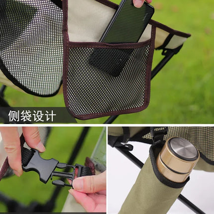 Moon Chair Lounge Chair Outdoor Camping Leisure Picnic Folding Chair Cup Bag with Cushion Available in Three Colors