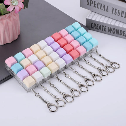 Stress Relief DIY Fidget Button Keycap Keychain Keyboard Keychain Toys Finger Keyboard Key Caps Toy To Relief Stress Pass Time