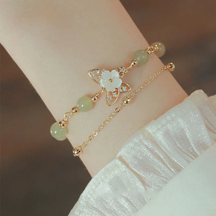 Chinese Style Fashion Unique Design Elegant Exquisite Double-layer Flower Beaded Bracelet For Women Jewelry Party Premium Gift