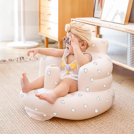 Infant Shining Baby Inflatable Sofa Children Puff Portable Bath Chairs PVC Multifunctional Seat Practice Sitting Bath Stool