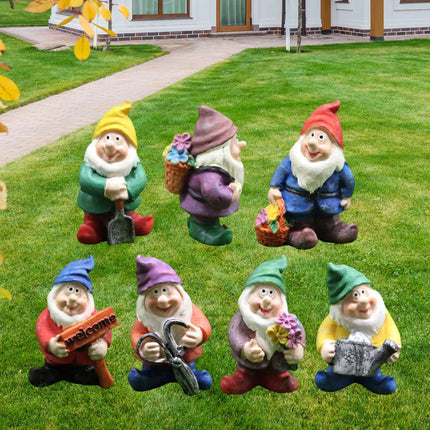 Seven Dwarfs Gnomes Statue Decorations Micro Landscape Miniature Ornament