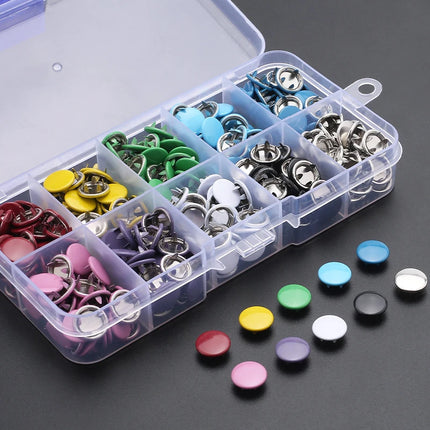 Plier Tool+50 Set Metal Sewing Buttons Hollow Solid Five-claw Buckle Metal Snap Buttons For Installing Clothes DIY Craft