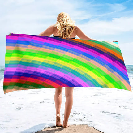 Plush Oversized Beach Towel Rainbow Striped Pool Towels , Quick Dry Towel Summer Beach Towels Swimming Towel for Adults Kids