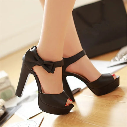 2024 New Summer Platform Sandals Women Shoes Thick High Heels Fish Mouth Bow Fashion Ladies Sandalias De Mujer Plus Size 32-43