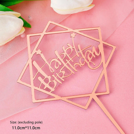 10pcs Happy Birthday Cake Topper Acrylic Gold Mirror Cupcake Topper For Kids Birthday Party Cake Dessert Decorations Baby Shower