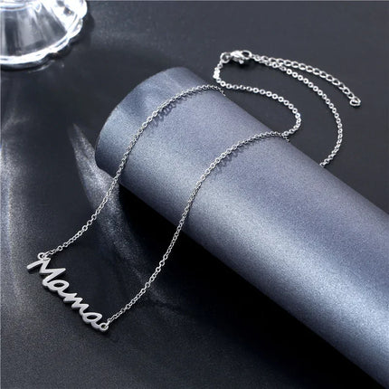 Mother's Day Mama Letter Pendant Necklace For Women Mom Nameplate Clavicle Chain Choker Stainless Steel Jewelry Minimal Gift