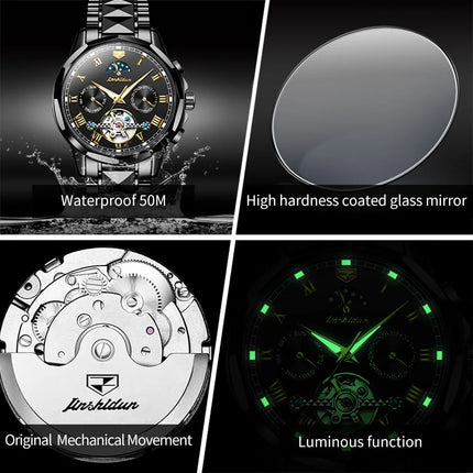 JSDUN Original Luxury Man Watch New Waterproof Tungsten Steel Men Automatic Mechanical Watch Casual Fashion Men's Wrist Watches