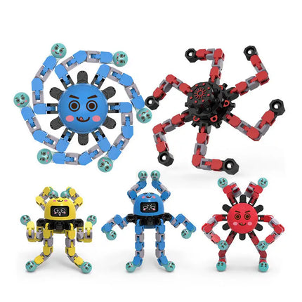 Transformable Fingertip Spinner, Fidget Spinner Decompression Gift, Deformable DIY Mechanical Chain Robot Fingertip Gyros