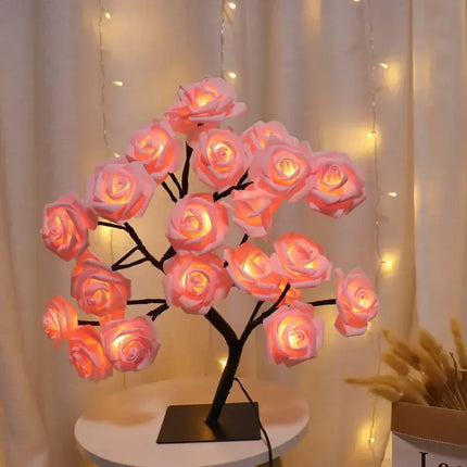 Table Lamp Flower Tree 24 Heads Rose Lamps Fairy Desk Night Lights USB Operated Gifts for Wedding Valentine Christmas Decoration