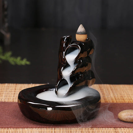 Ceramic Incense Burner Waterfall Backflow Smoke Censer Creative Incense Ornament Burner Home Decorative Crafts for Living Room