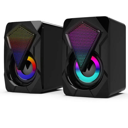 Desktop PC Speakers Colorful RGB Desktop PC Speakers Clear Sound Multimedia 2Pcs Plug & Play Speakers For Desktop PC All