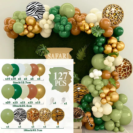 Jungle Animal Balloon Garland Arch Kit 1st Birthday Party Decoration Kids Boy BabyShower Decor Latex Balloons