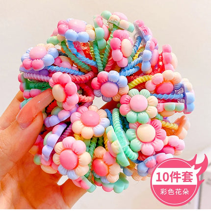 Children's Hair Circles Small Girl Cute Flowers Don't Hurt High Elastic Headband Baby Tied Little Jiujiu Rubber Band Headwear