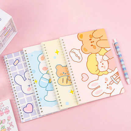 A5 1Pcs Binder Spiral Coil Book Cute Cartoon 60Sheet Thicken Notepad Notebook Student Learning Korean Stationery School Supplies