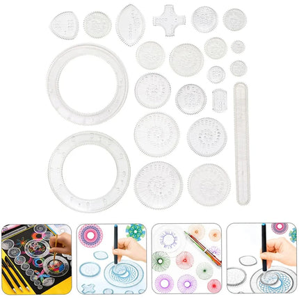 22pcs Spirograph Spiral Art Drawing Kit The Classic Way to Make Countless Amazing Designs For Kids Drawing Rulers Toys Set