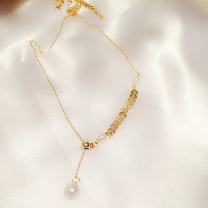 2022 New Simple Adjustable Y-shaped Wheat Ear Pearl Necklace Women's Long Style Personality Fashion Collarbone Chain Necklace