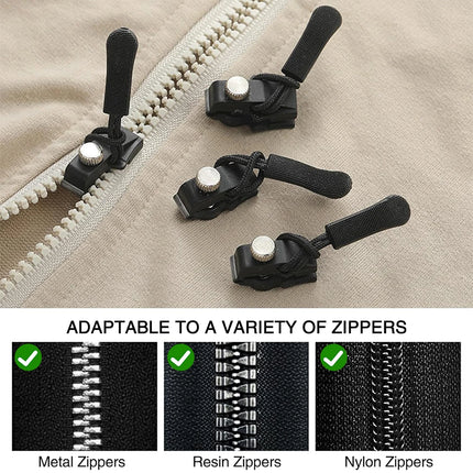 Universal Zipper Repair Kit Quick Instant Detachable Zipper Head Replacement Zipper Slider Pull for Jacket Bags Coat Free Sewing