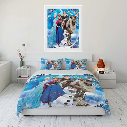 Disney Frozen Elsa Princess Bedding Set Cartoon Baby 3 Pieces Bed Set Pillowcase Adult Bed Cover Bedroom Bed Set Duvet Gift