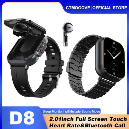 New D8 Bluetooth headset smart watch two-in-one full-screen touch Bluetooth call heart rate blood oxygen bracelet headset