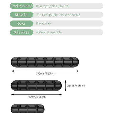 NNBILI Cable Holder Clips Cable Organizer Silicone USB Cable Winder Management Clips Self Adhesive for Mouse Keyboard Headset