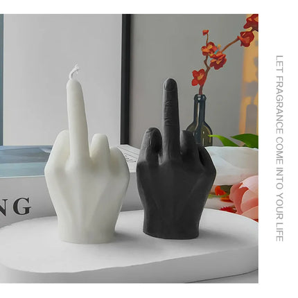 1pc White/Black Creative Candles Middle Finger Shaped Gesture Scented Candles Niche Funny Quirky Gifts Home Decoration Ornaments